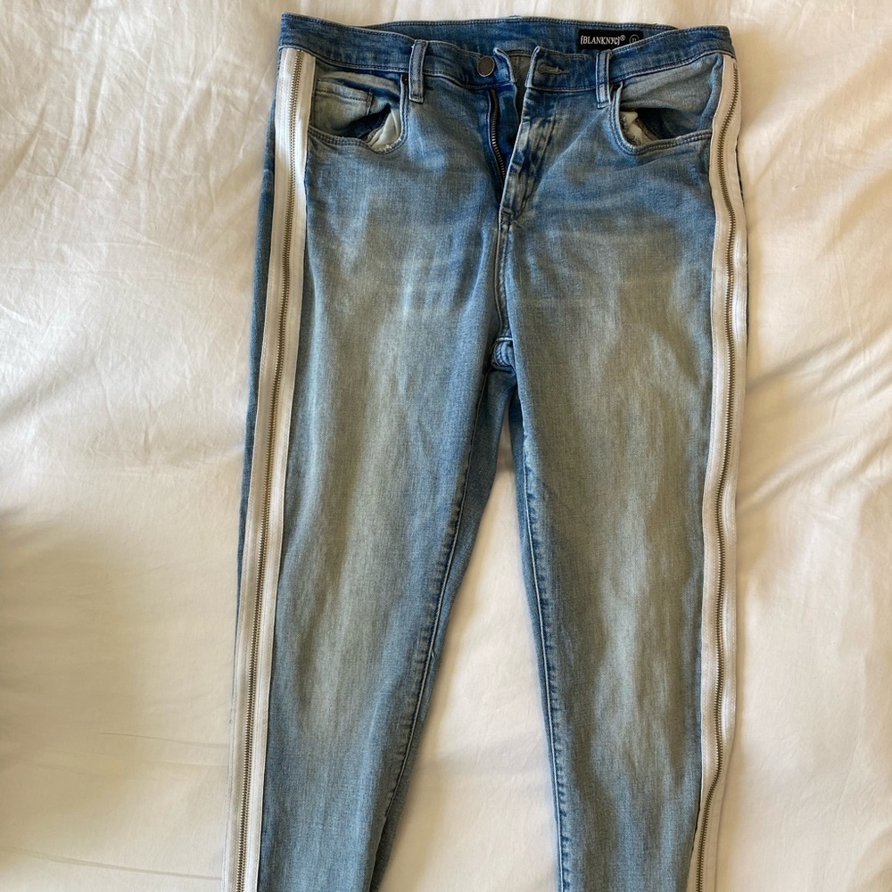 BLANK slumlord white zipper skinny faded jeans  31